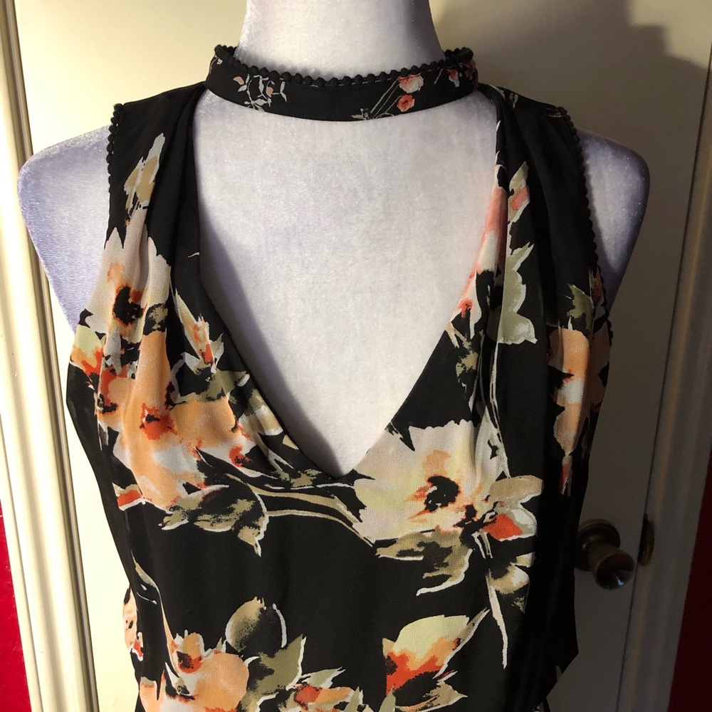 White House Black Market Maxi High-Low Sleeveless Floral Dress - Picture 6 of 12